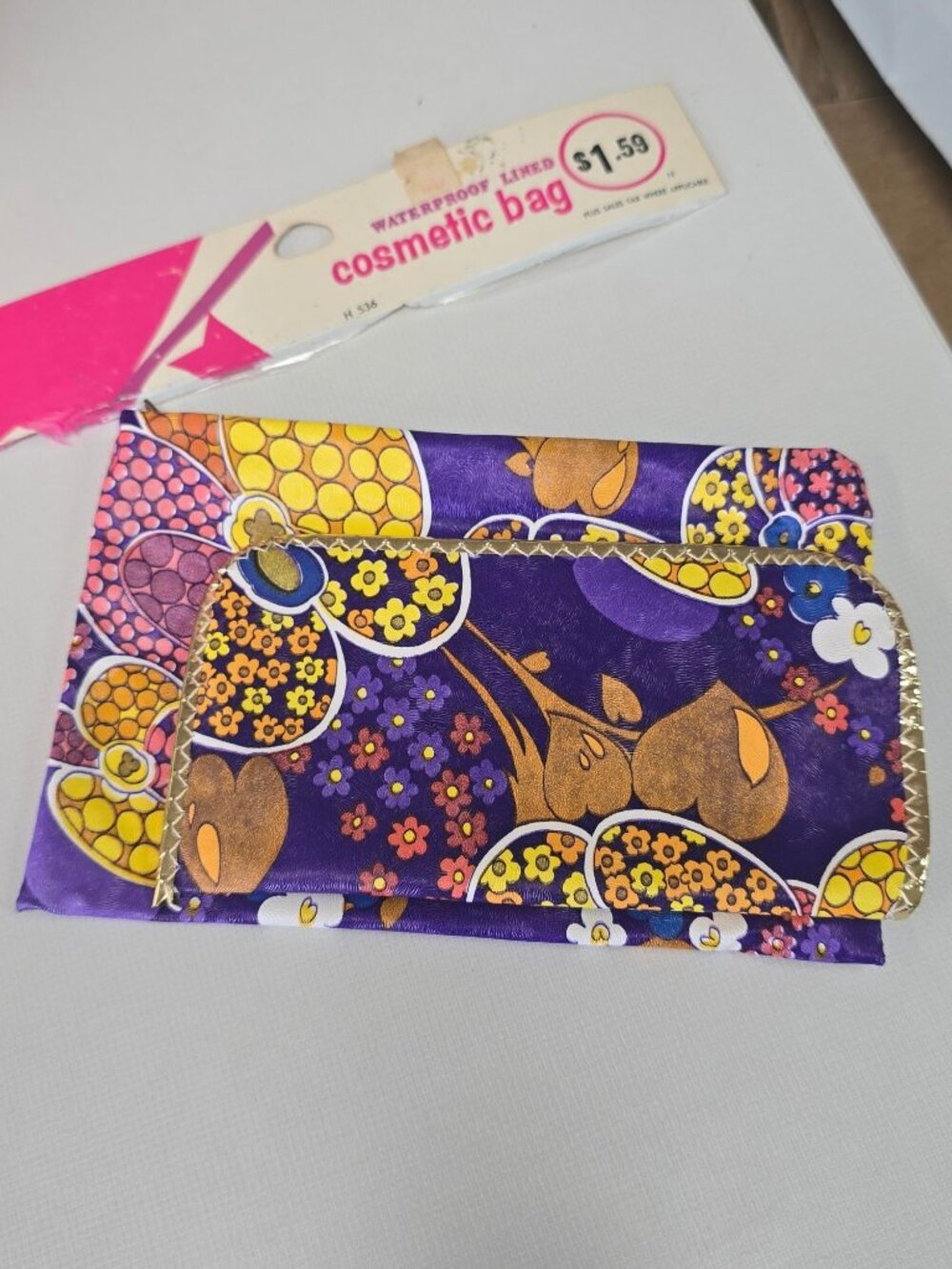 VTG 1960s Retro Hippie Make Up Bag & Sunglass Case Bright Floral Duray New York - Picture 4 of 11